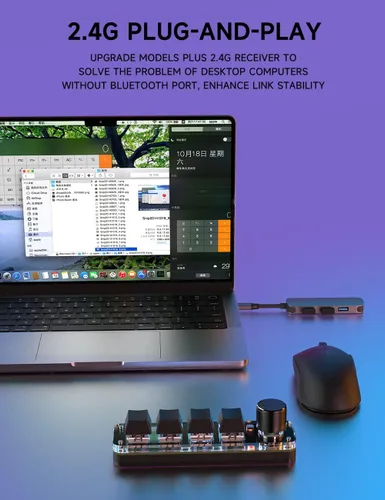 Vista 4 de Teclado mecánico macro con una sola mano, teclado para juegos de 4 teclas totalmente programable para botones y llaves, teclado OSU Hotswap con RGB