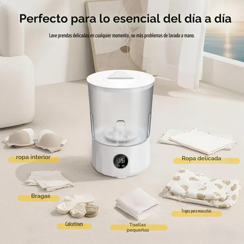 Vista 6 de Lavadora de ropa interior de 1.5 L, mini lavadora portátil recargable con 3 modos de limpieza para ropa personal, ropa interior, calcetines, ropa