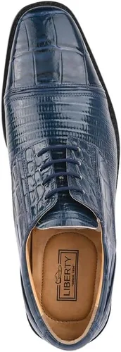 Vista 4 de Zapatos de baile para hombre - Zapatos de vestir Oxford con cordones de cuero genuino con estampado animal para hombre
