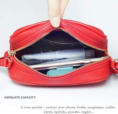 Vista 6 de Regalo para niñas y mujeres, bolso cruzado pequeño de piel sintética espaciosa con borla y correas ajustables, diseño en Italia