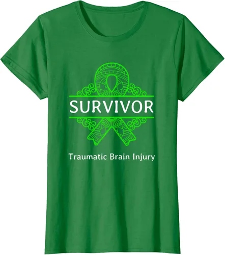 Vista 40 de Camiseta de concientización traumática con cinta verde para supervivientes de lesiones cerebrales, Negro, S