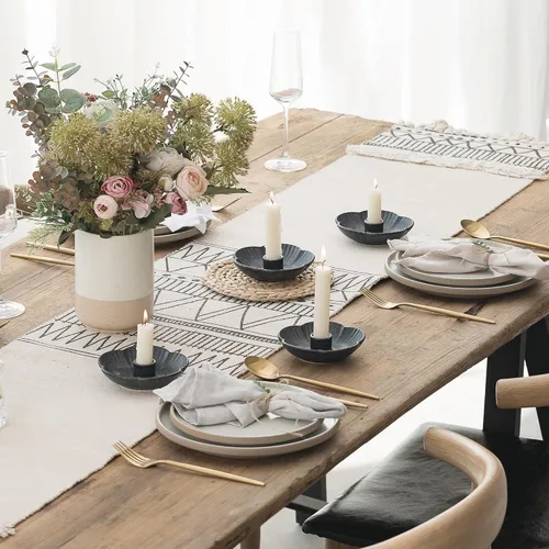 Vista 4 de Soporte de candelabro de cerámica, portavelas para velas cilíndricas, incienso, Palo Santo, velas para Halloween, Navidad, bodas, fiestas, Negro