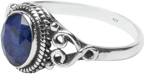 Vista 3 de Avicrafts Anillo de Piedra de Zafiro Azul Plata de Ley 925 Anillo Declarativo Para Mujeres Hecho a Mano Piedra Preciosa Joyería de Navidad Regalo