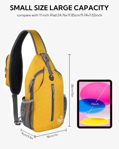 Vista 69 de Waterfly - Mochila cruzada tipo bandolera para viajes y caminatas, bolsa de pecho, Gris, talla única