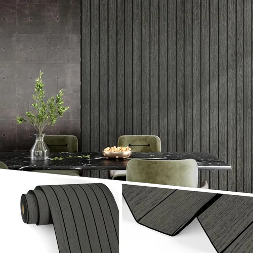 Vista 12 de Wallercity Paneles acústicos de listones de madera marrón claro para decoración elegante, reducción de ruido, paneles de grano de madera con textura