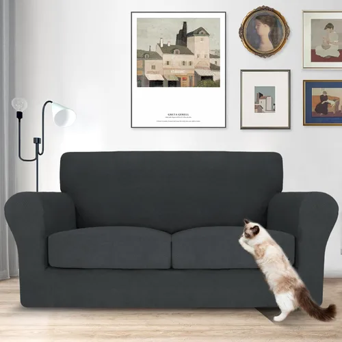 Vista 58 de MAXIJIN 2 piezas de fundas para silla con brazos, funda para silla de sofá para sala de estar, funda elástica para perros para una silla con 1 cojín