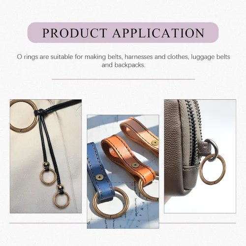 Vista 7 de Swpeet 60 anillos de metal multiusos de bronce resistentes de 3/2 pulgadas a 1.496 in para bolsas de hardware, anillos de mano, accesorios