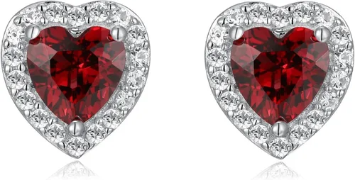 Vista 12 de Amazon Essentials Aretes de plata de ley con halo de corazón de zafiro blanco, (anteriormente colección Amazon)