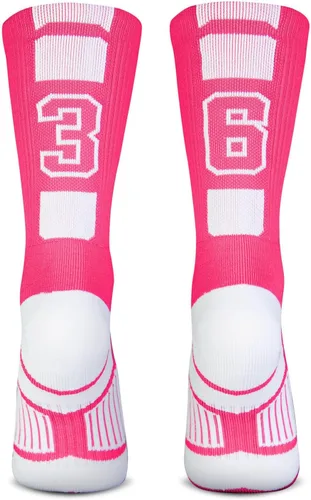 Vista 19 de ChalkTalkSPORTS Calcetines de equipo personalizados - Calcetines con números rosados Elige tu número