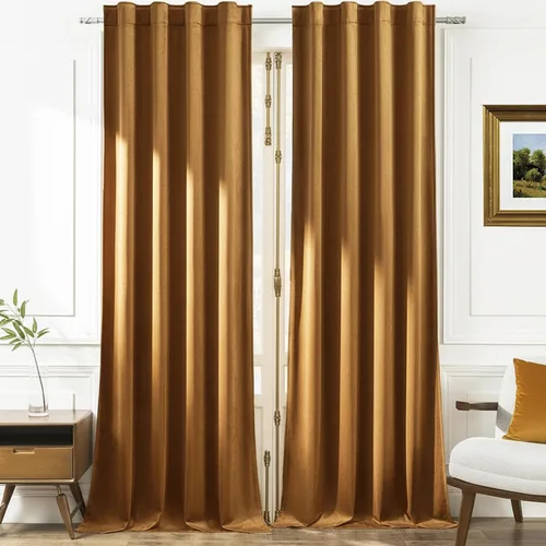 Vista 15 de Timeper Cortinas opacas de terciopelo negro de 42 pulgadas de ancho x 84 pulgadas de largo, cortinas opacas para dormitorio, sala de estar, cortinas