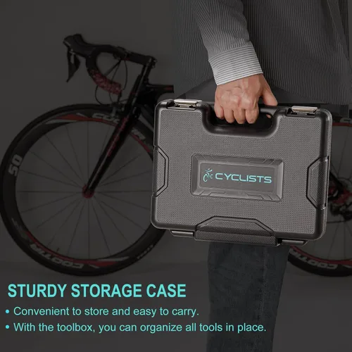 Vista 6 de Kit de herramientas para bicicleta con estuche de almacenamiento, juego de herramientas de reparación de bicicletas de 22 piezas, caja