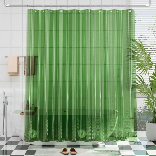 Vista 58 de AmazerBath Cortina de ducha larga de 36 x 84 pulgadas, cortina de ducha transparente de PEVA grueso resistente, cortina estrecha con 2 piedras