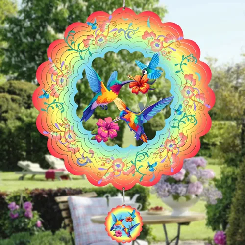 Vista 11 de Molinillos de viento de abeja colgantes en 3D, regalos de abeja para mujeres, mamá, abuela, papá, escultura cinética de viento de resorte de metal