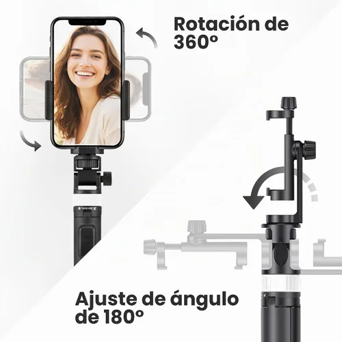 Vista 6 de Audience Trípode de teléfono de 70 pulgadas y palo para selfie, soporte extensible 3 en 1 con control remoto Bluetooth para iPhone y Android