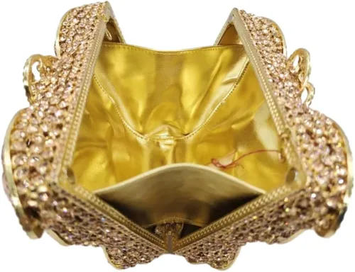 Vista 4 de UMREN Bolsos de noche elegantes de mariposa con diamantes de imitación para mujer, bolso de mano de cristal de lujo para boda, fiesta, cóctel, bolso