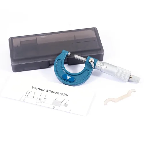 Vista 2 de PEC Tools Micrómetro exterior de 0-1", herramienta de medición de precisión de grado industrial, acero endurecido, micrómetro de alta precisión