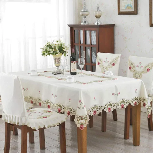 Vista 2 de Mantel a prueba de polvo, mantel rectangular, mantel de estilo europeo para decoración de mesa de comedor y cocina (S), mantel rectangular, mantel a