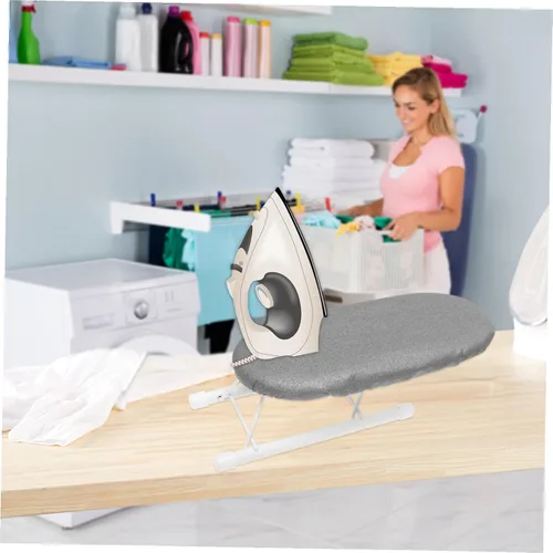 Vista 3 de Mini Ironing Board with Heat-Resistant Protection Mat and Folding Steel Frame Compact Household Ironing Sleeve Rack for Collars Travel Dorm and Home