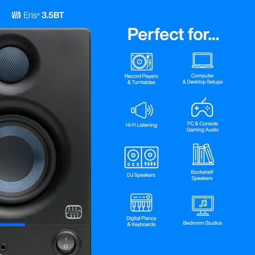 Vista 3 de PreSonus Eris 3.5BT - Monitores de estudio de 3.5 pulgadas (8.9 cm), par — Altavoces estantería alimentados, estéreo, para computadora