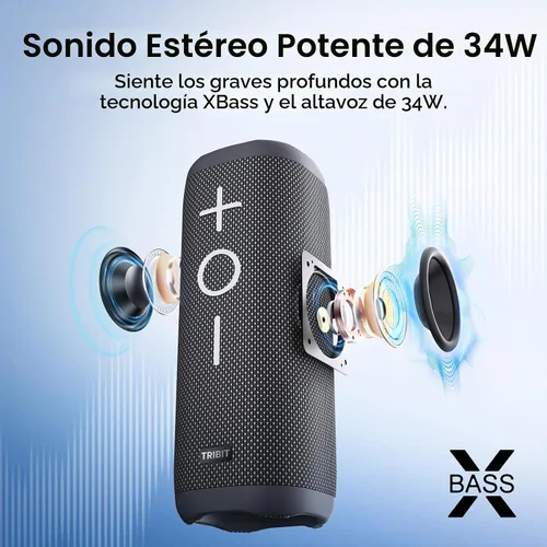 Vista 4 de Tribit StormBox 2 - Altavoz Bluetooth, 34 W, sonido de 360°, tiempo