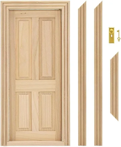 Vista 14 de Puerta de casa de muñecas iLAND a escala 1:12, accesorios de casa de muñecas de puerta en miniatura con patrón tallado y paneles de celosía 3D que