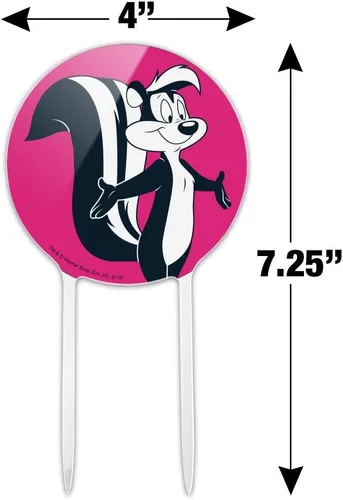 Vista 2 de Decoración acrílica para tartas de Looney Tunes, Pepe Le Pew, decoración de fiesta para boda, aniversario, cumpleaños, graduación