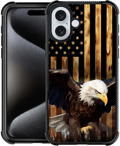 Vista 67 de Funda compatible con iPhone 8, a prueba de golpes, antiarañazos, bandera de ciervos de cola blanca de grano de madera estadounidense