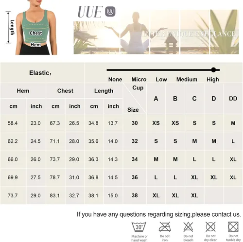 Vista 6 de UUE Sujetador deportivo para mujer, brasier deportivo de tirantes acolchados de línea larga, soporte medio, yoga, gimnasio, correr, entrenamiento