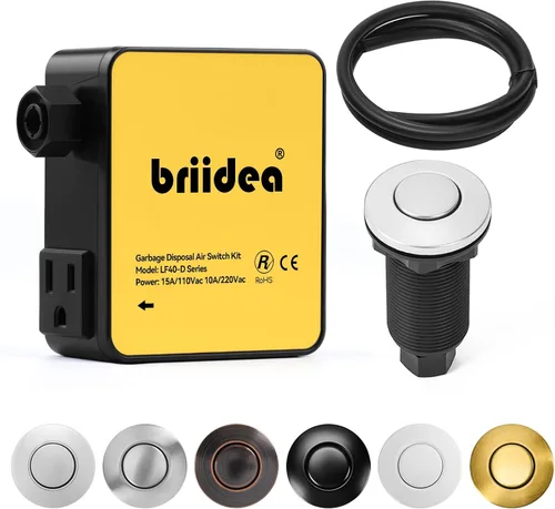 Vista 11 de Kit de interruptor de aire para eliminación de basura, desagüe de fregadero, eliminación de residuos largo, botón de aire de encendido/apagado