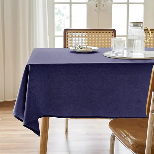 Vista 27 de AUSSPVOCT 2 manteles de lino texturizado para mesa rectangular, 52 x 70 pulgadas, mantel rectangular impermeable, lavable, tela para mesa