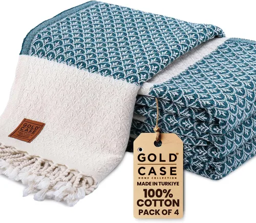 Vista 24 de Gold CASE - Juego de 4 Toallas de Mano Turcas para Baño, 20 x 40 pulgadas, Toallas de Baño 100% Algodón, Toalla Pequeña de Cocina Aphrodite