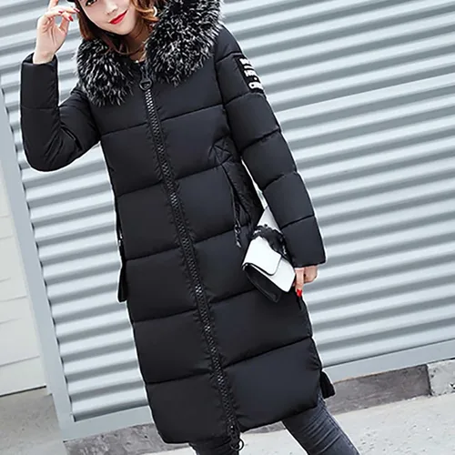 Vista 2 de Abrigo de invierno de moda 2022 para mujer, con cremallera, acolchado, acolchado, de forro polar sherpa de gran tamaño para mujer