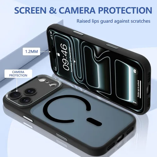 Vista 3 de ZIYE Funda magnética hecha para iPhone 17 Pro Max de 6.9 pulgadas [compatible con MagSafe] TPU suave y policarbonato duro, funda delgada