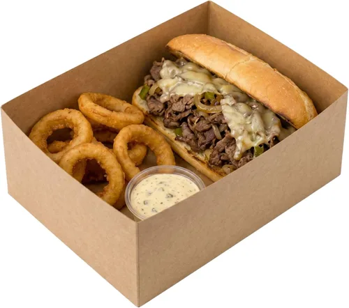Vista 20 de Restaurantware Bio Tek - Bandejas de hamburguesas de 8.4 x 6 x 3.5 pulgadas, 100 bandejas de papel desechables para alimentos, bandejas de papel