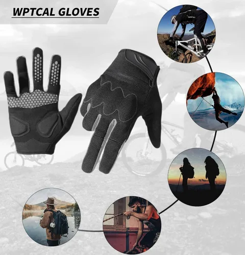 Vista 8 de WPTCAL Guantes de ciclismo para hombres y mujeres guantes de bicicleta antideslizantes con pantalla táctil completa guantes de ciclismo