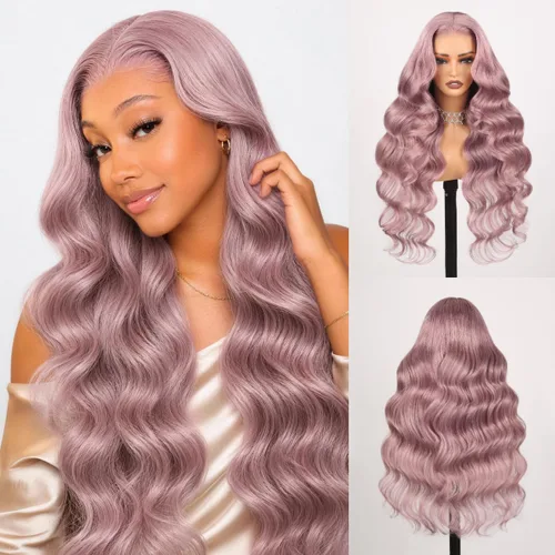 Vista 29 de Arabella 20/Rubio Ceniza Ombre Pelucas de encaje frontal 5x6 de cabello humano, listas para usar, sin pegamento, pelucas de cabello humano