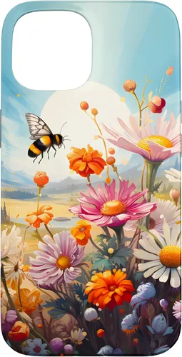 Vista 6 de Funda para iPhone 13 Pro Lively Bee en Sunny Meadow of Wildflowers