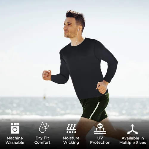 Vista 7 de High Energy Camisas de entrenamiento de manga larga para hombre, paquete de 4 unidades, absorben la humedad, ajuste seco, para correr, deportes
