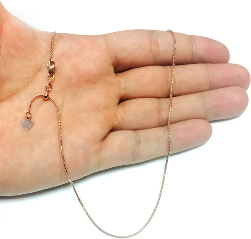 Vista 6 de 14K oro rosa ajustable palomitas de maíz Enlace Cadena Collar, 1,3mm, 22