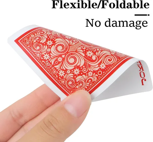 Vista 3 de Cartas de Juego de Plástico Impermeables 2 Paquetes, Mazos de Cartas de Póquer para Adultos, Tamaño Póquer Índice Regular, Adecuadas para Varios