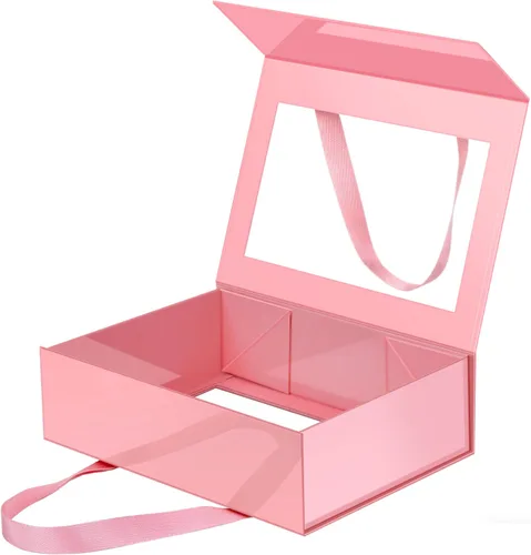 Vista 57 de Caja de regalo negra con ventana, caja de regalo magnética transparente para regalo, caja de propuesta de padrino de boda (10.5 x 7.5 x 3 pulgadas)