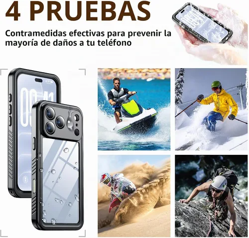 Vista 8 de SPIDERCASE Funda impermeable para 18 Pro Max, color negro y transparente Negro / transparente