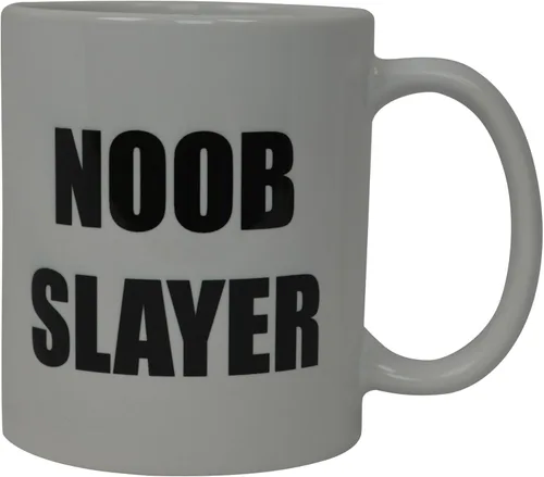 Vista 2 de Rogue River Tactical La mejor taza de café divertida Noob Slayer Gamer Videojuegos, taza novedosa, gran idea de regalo para hombres o mujeres