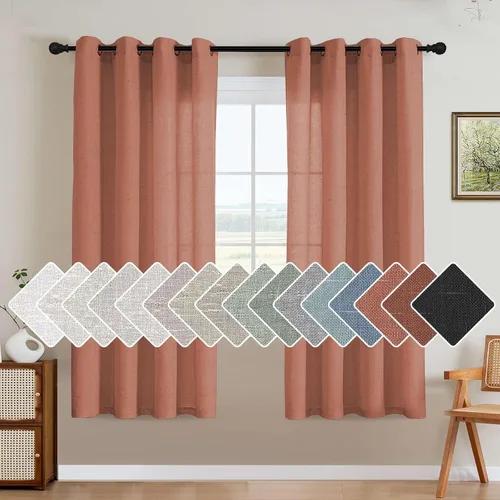 Vista 18 de H.VERSAILTEX Elegant - Cortinas texturizadas de lino natural mezclado con eficiencia energética, filtrado de luz, con ojales de níquel