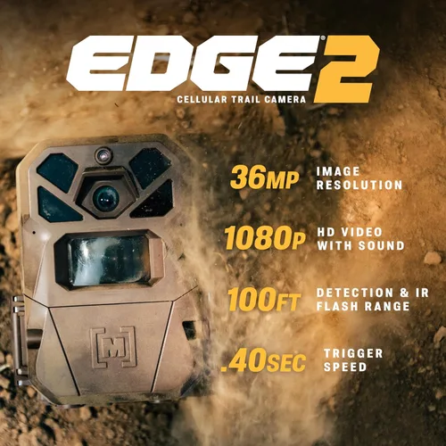 Vista 2 de Moultrie Edge 2 Cellular Trail Camera - Auto Connect Nationwide 4G LTE - On Demand 36MP Photo - 1080P Video with HD Audio - 100 Ft Detection Range