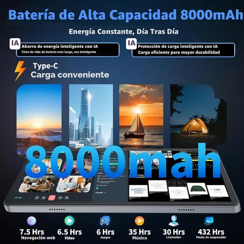 Vista 7 de Tablet de 10 pulgadas, tableta Android 15 2026 con teclado, 26GB+256GB+2TB