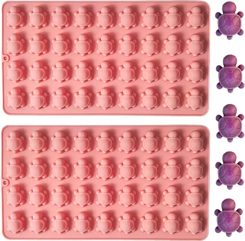 Vista 3 de Moldes para caramelos de gomitas, paquete de 2 moldes de 6 cavidades para caramelo de tortuga, cubo de hielo, cera de gelatina de animales marinos