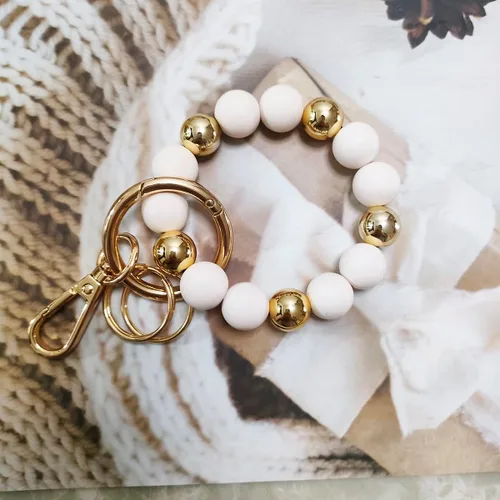 Vista 7 de Llavero de silicona con cuentas para mujer, pulsera elástica para llavero
