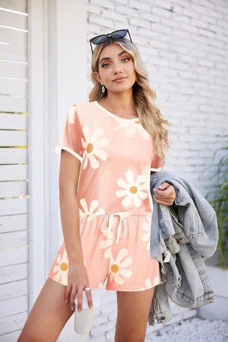 Vista 2 de Ekouaer Conjunto de pijama para mujer, conjunto corto casual