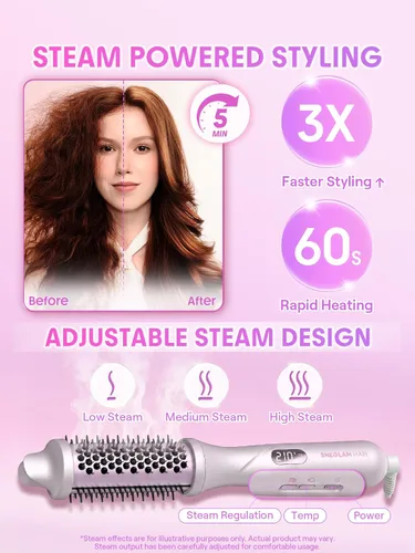 Vista 8 de SHEGLAM Steam Thermal Brush, 1.5" Round Brush for Blowout Look, Dry & Steam